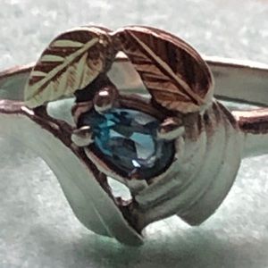 Black Hills Gold Sterling Silver Blue Topaz Ring